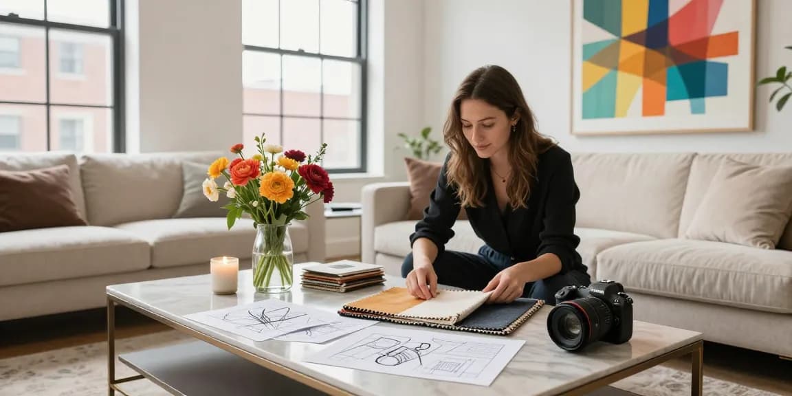 Showcasing modern interior design elements at www.dgi-chicago.com, featuring a designer in a bright Chicago loft.