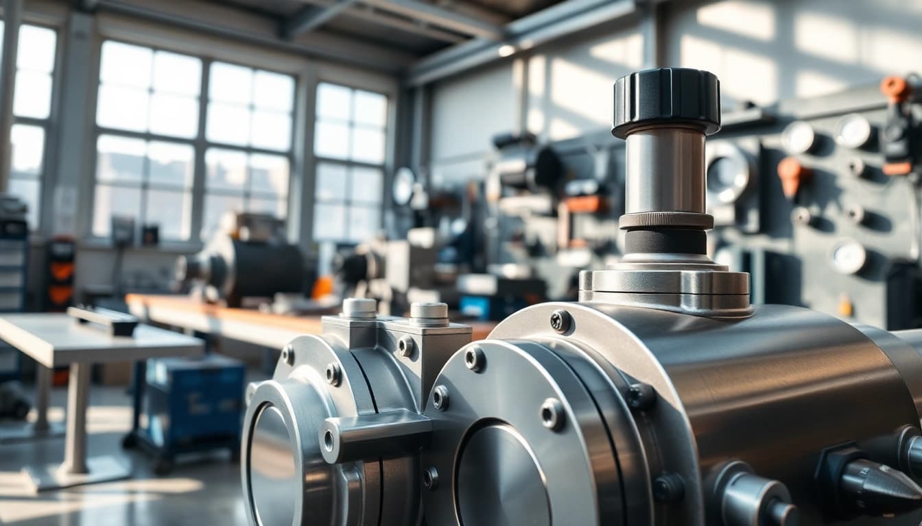 Showcase of industrial hydraulics solutions in a workstation, emphasizing hydraulic components and tools.