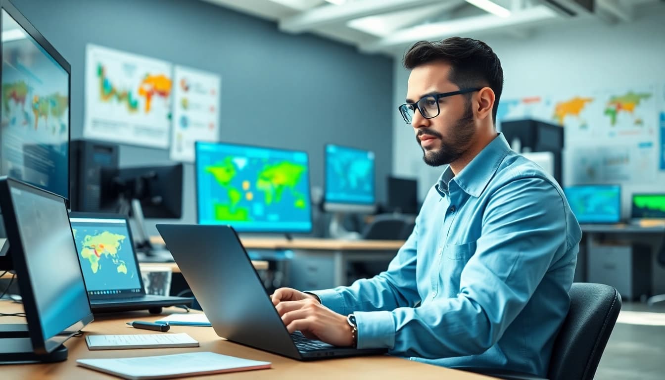 Providing managed it services lakeland with a professional IT technician in a modern workspace.