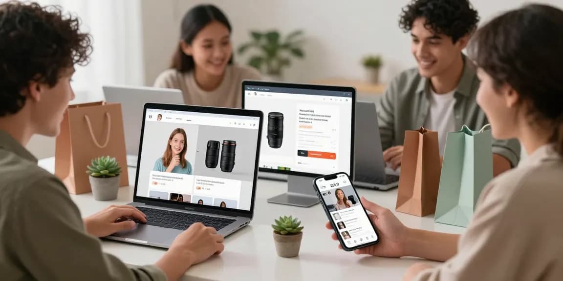 Vibrant e-commerce retail experience showcasing modern shopping at https://forumup.org/shop/search.php?ca_id=&addr1=&addr2=&addr3=&schKeyword= with shoppers browsing digital products.