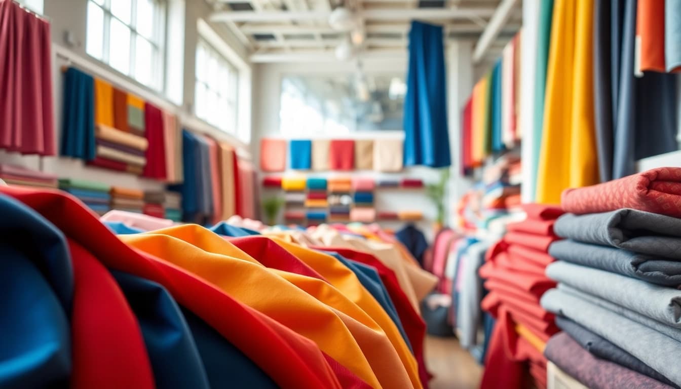 Bekijk de populaire stoffen collectie met kleurrijke, kwalitatieve stoffen in een showroom.
