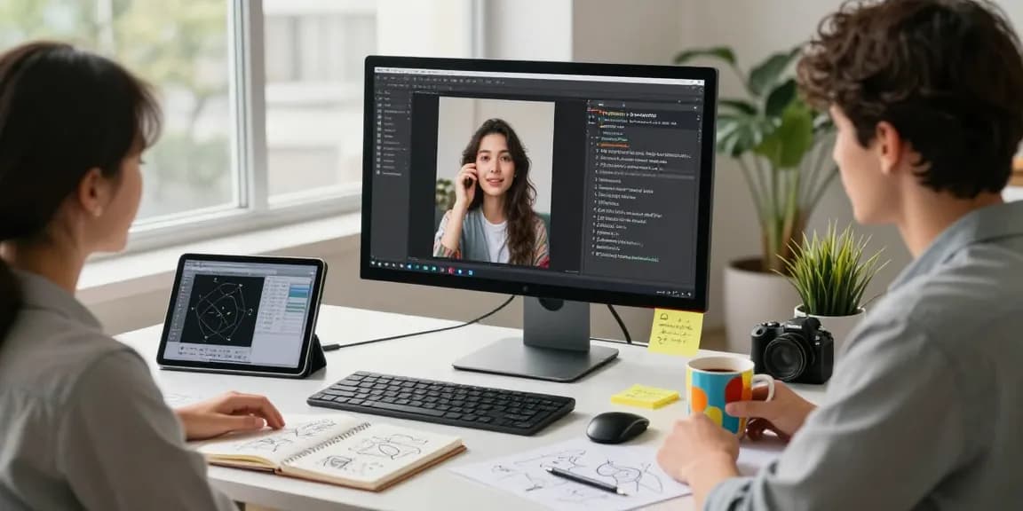 AI prompt image workspace showing creative individual generating detailed text prompts from images.