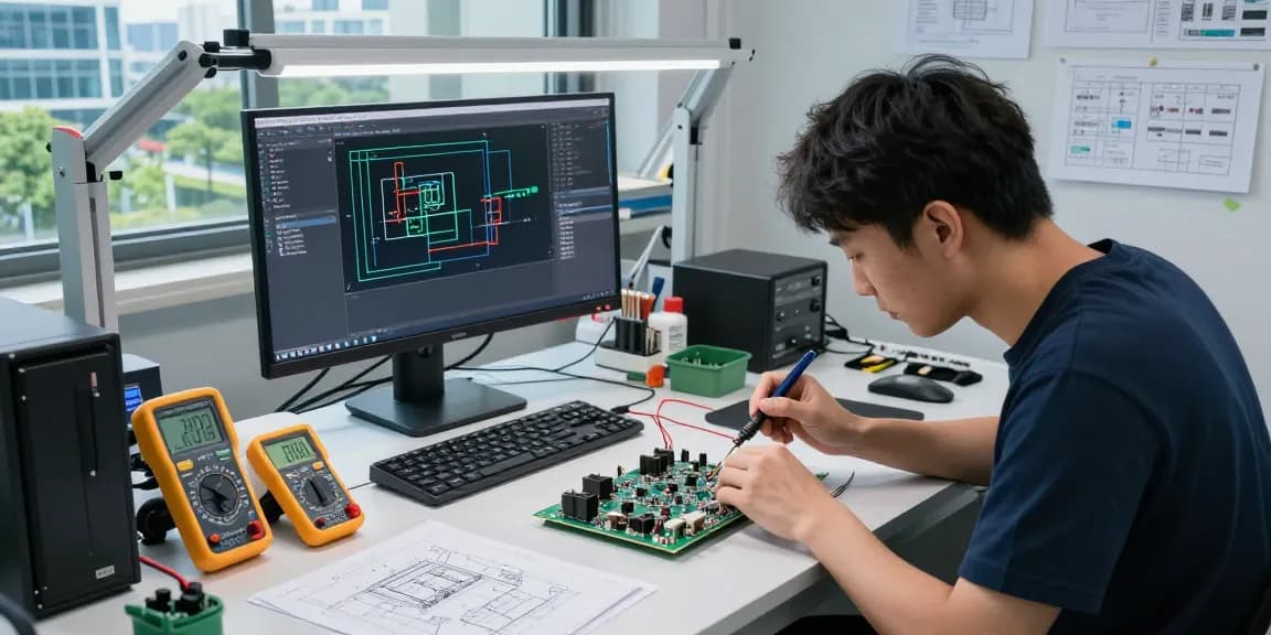 Engineer assembling C19/C20 IEC power connectors in a modern lab