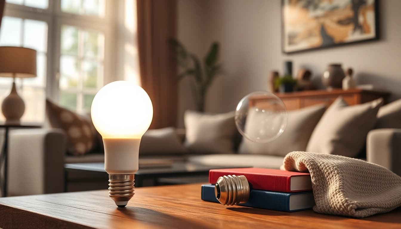 Showcasing a g16 bulb illuminating a stylish home setting with warm, inviting light.