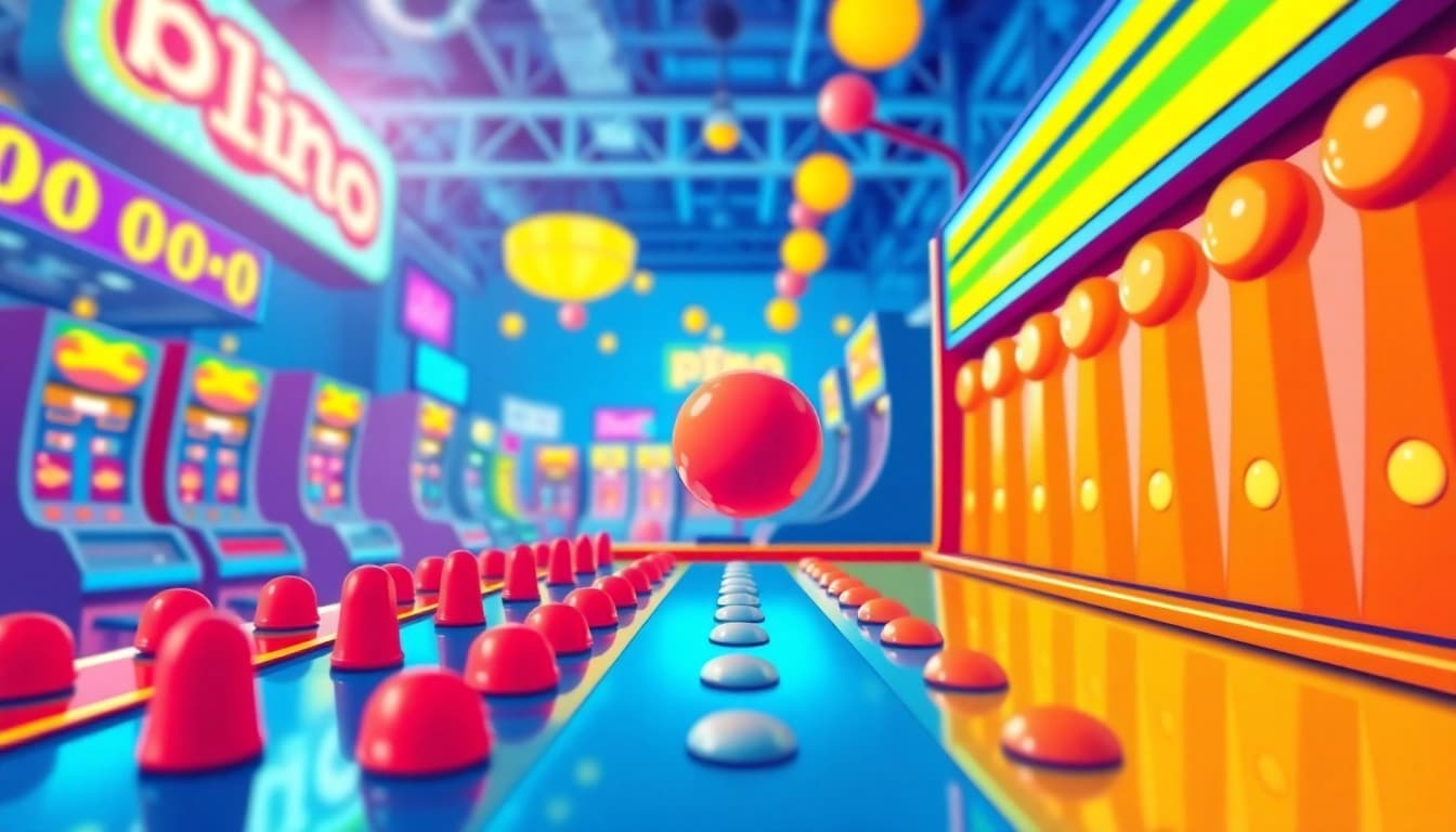 Main features dari demo plinko yang menarik dengan bola yang jatuh dan papan pegs.