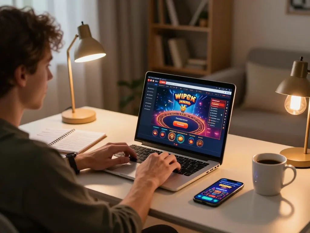 Engaging online gaming scene showcasing a person using casino non aams per italiani, highlighting responsible play.