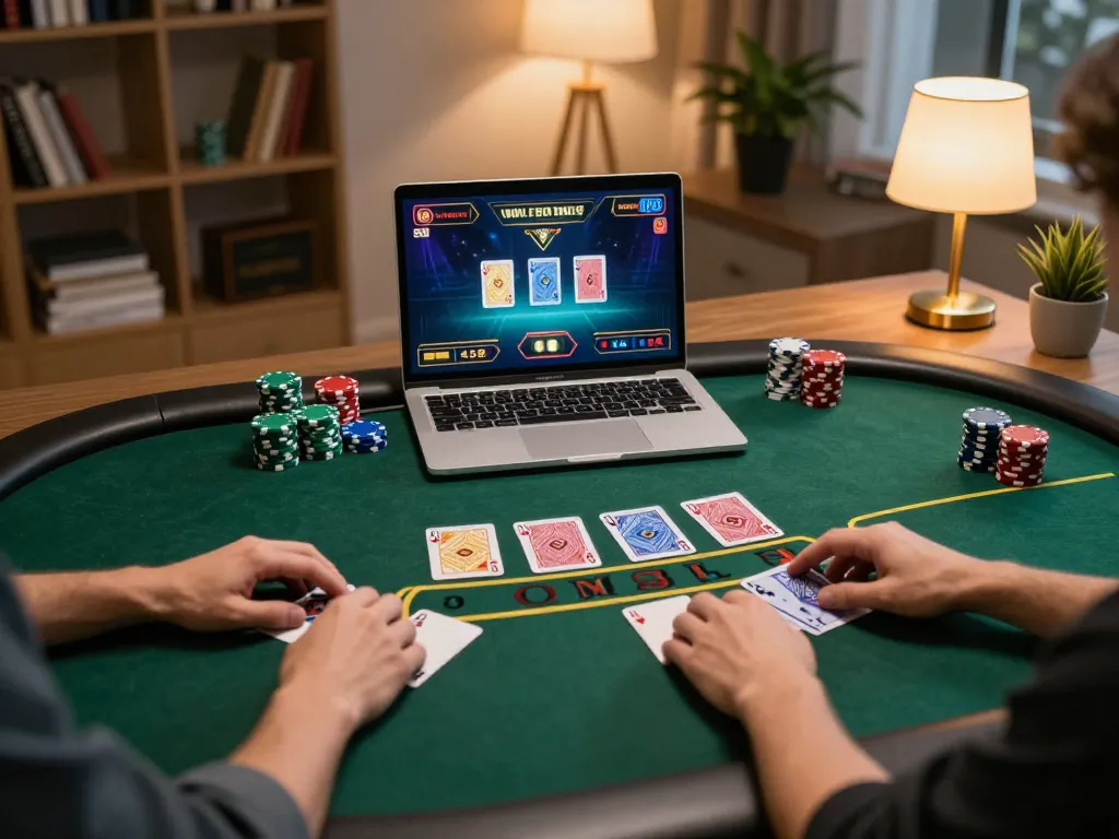 Engaging gameplay on tt88 online casino showing strategic decision-making in a vibrant home setting