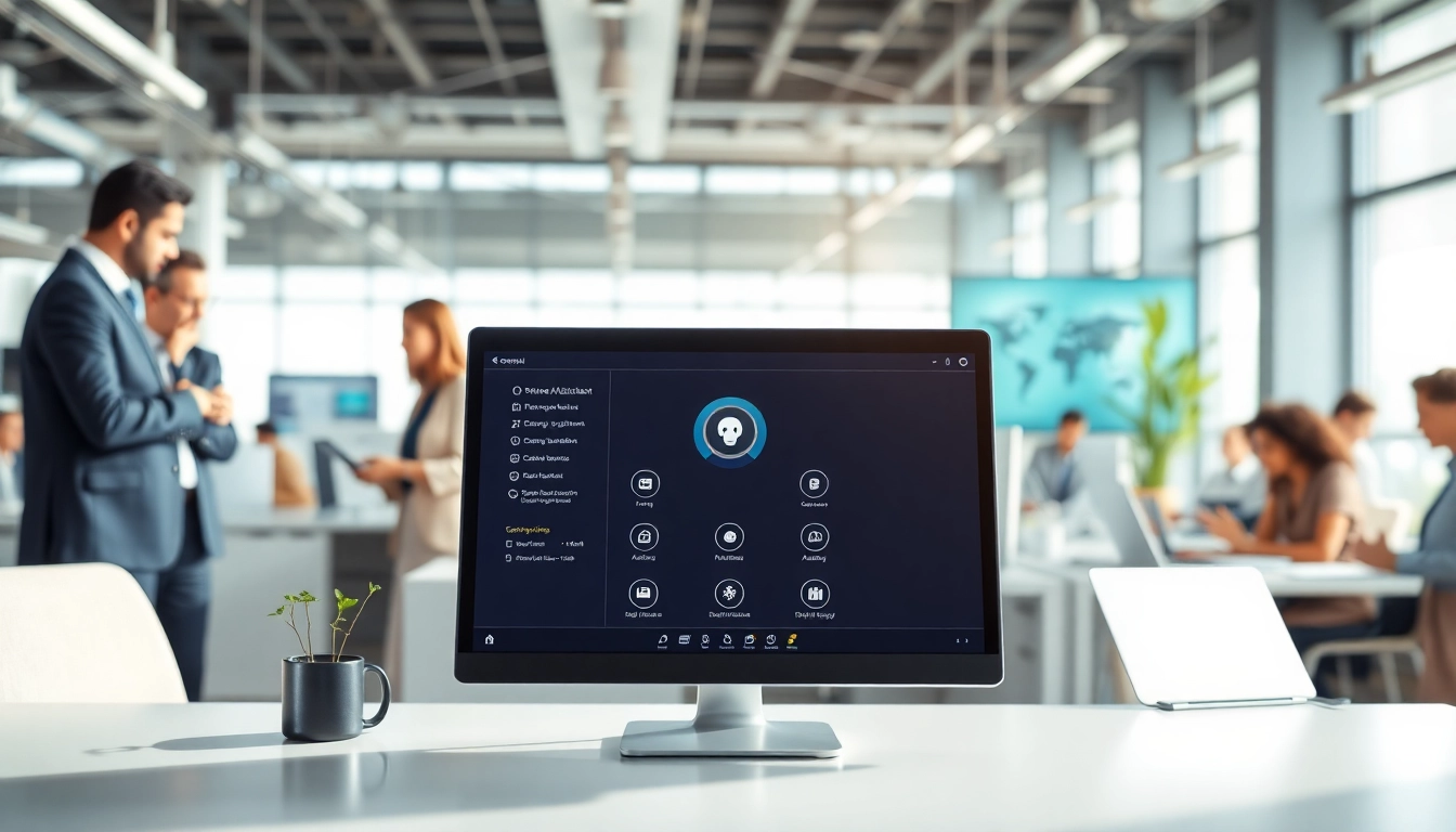 Showcasing an enterprise assistant saas in a corporate environment, highlighting teamwork and productivity.