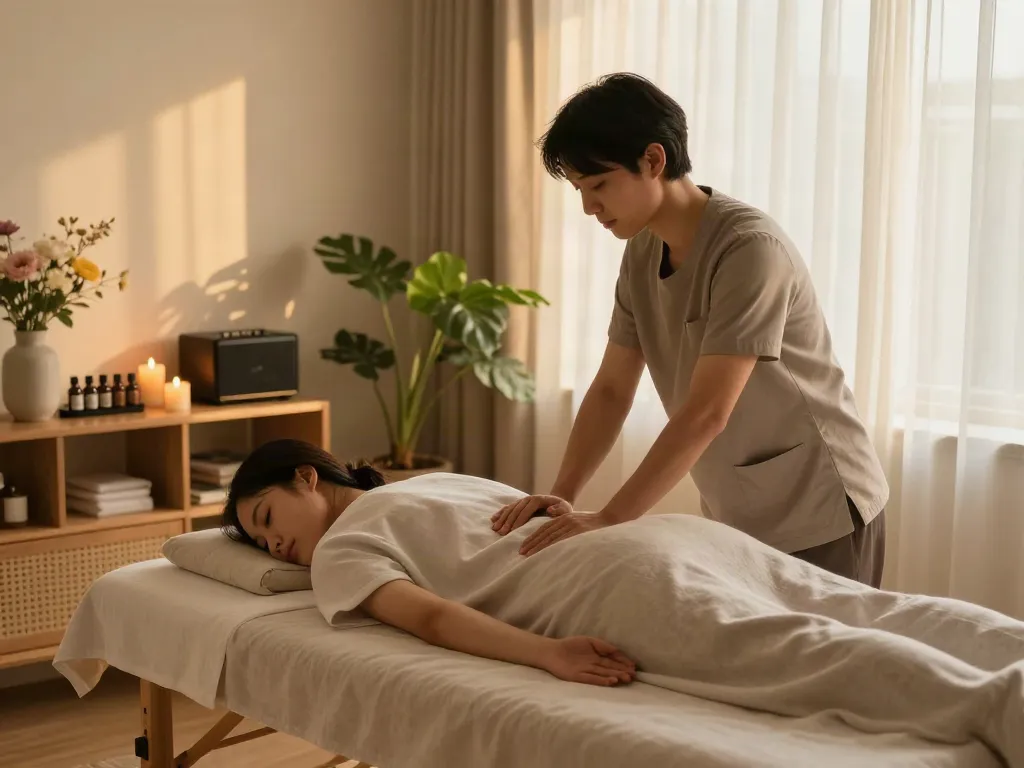 Experience a calming 양주출장마사지 in a serene home setting with a professional therapist.