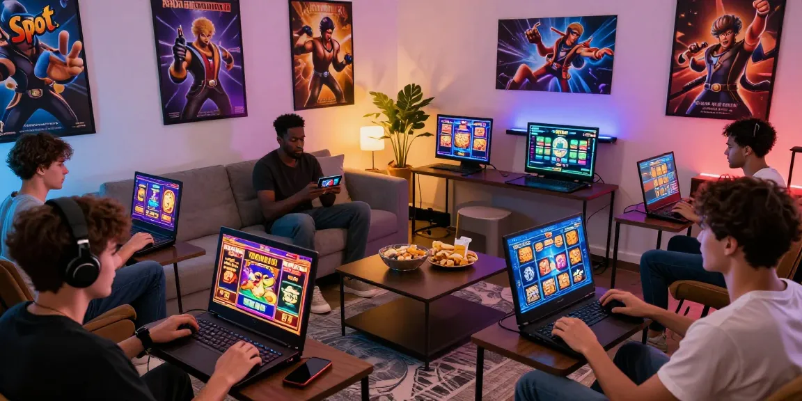 Engaging players enjoying Slot Pragmatic games in a vibrant living room gaming setup.