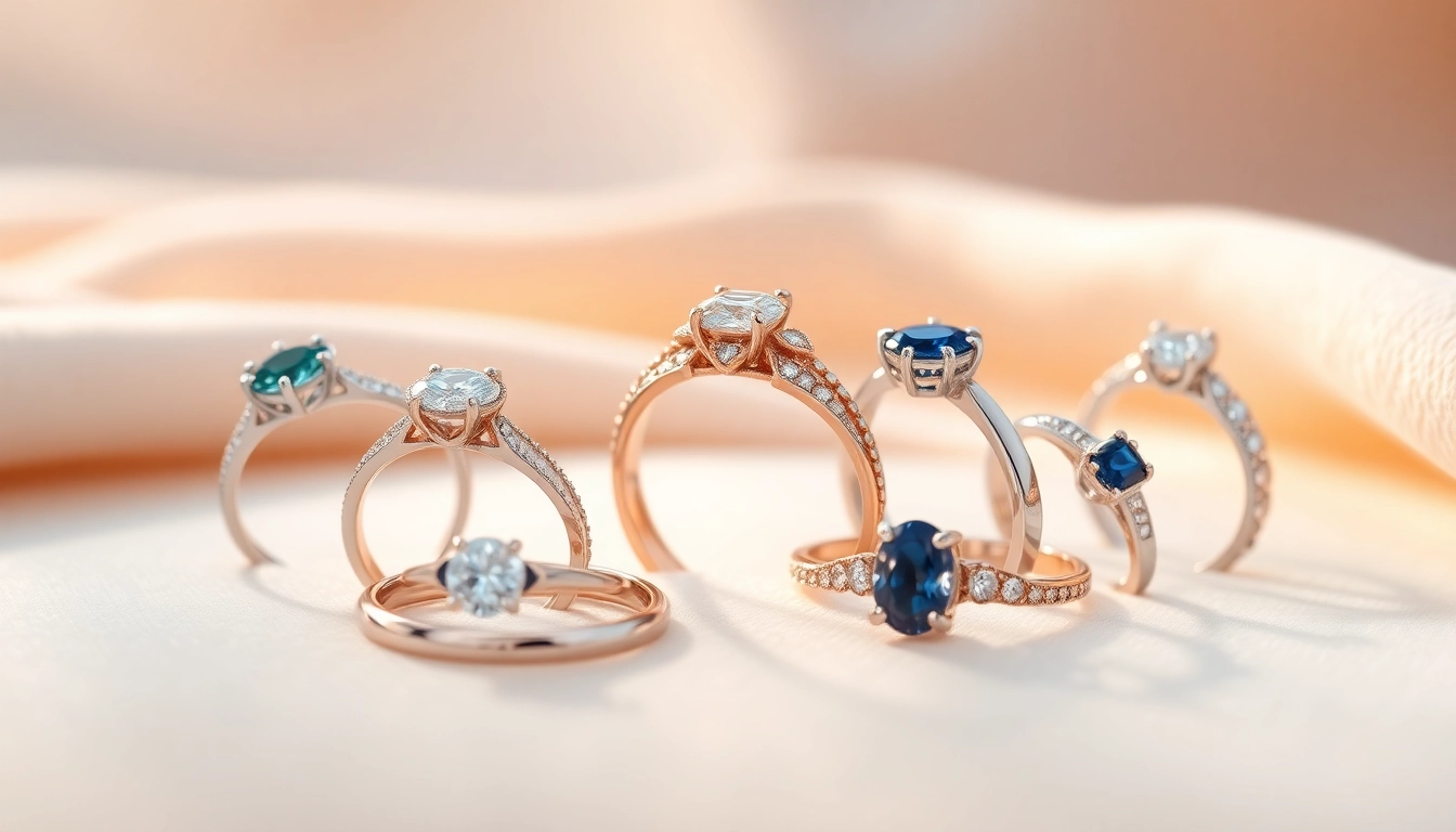 Showcase of promise rings featuring stunning designs and shimmering gemstones.