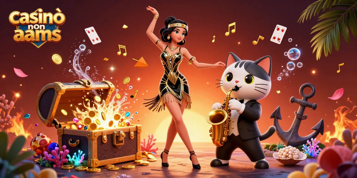 Scopri il mondo vibrante del casinò non AAMS con personaggi 3D vivaci che festeggiano tra monete d'oro e gemme.