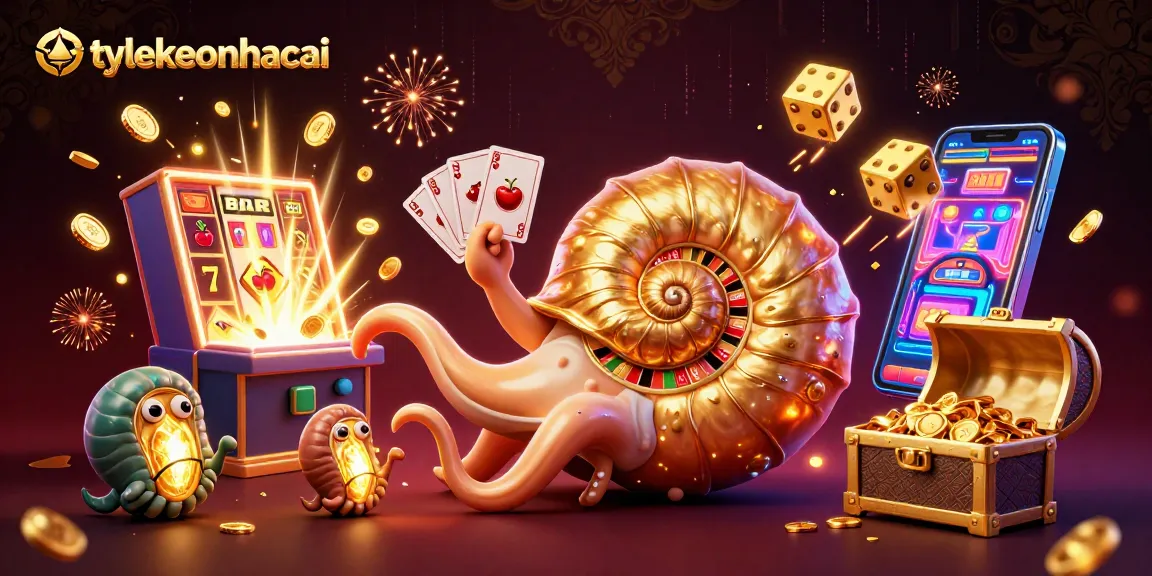 Experience the excitement of tylekeonhacai with a vibrant 3D casino scene featuring a giant nautilus roulette wheel.