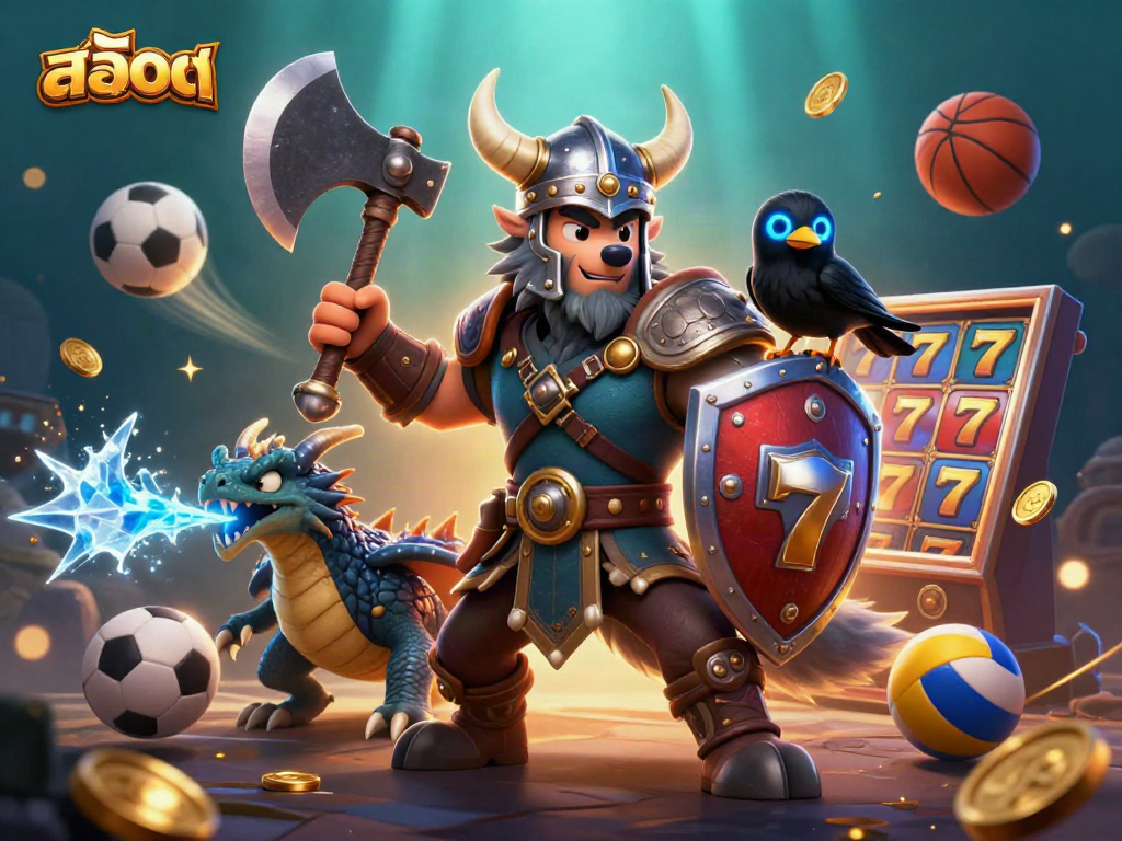 Experience the thrill of สล็อต with this vibrant 3D scene featuring dynamic characters and casino elements.