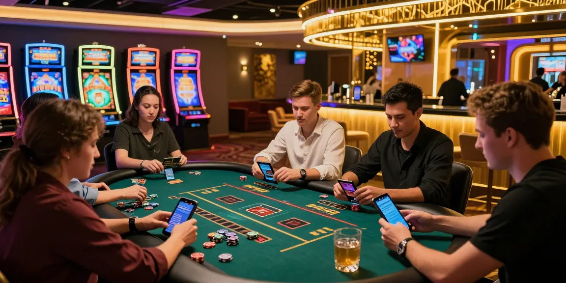 Players engaging with credit card casinos at a lively gaming table, showcasing vibrant nightlife.