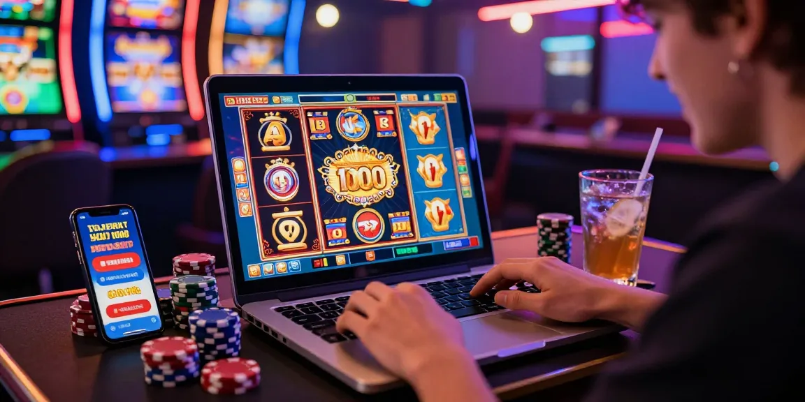 Thrill of online gaming with slot deposit 1000 promotion and vibrant casino decor.