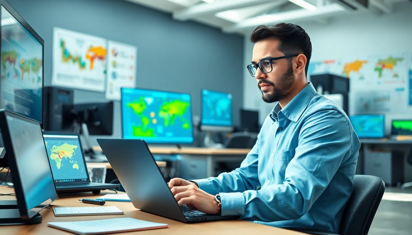Providing managed it services lakeland with a professional IT technician in a modern workspace.