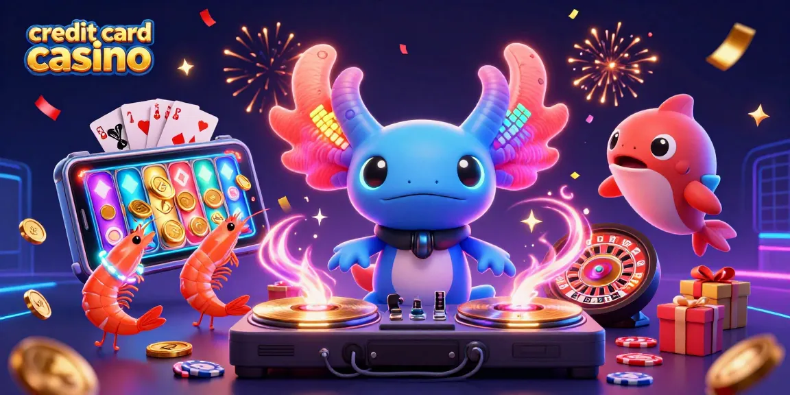 Engage in a thrilling credit card casino adventure featuring vibrant 3D characters and casino elements.