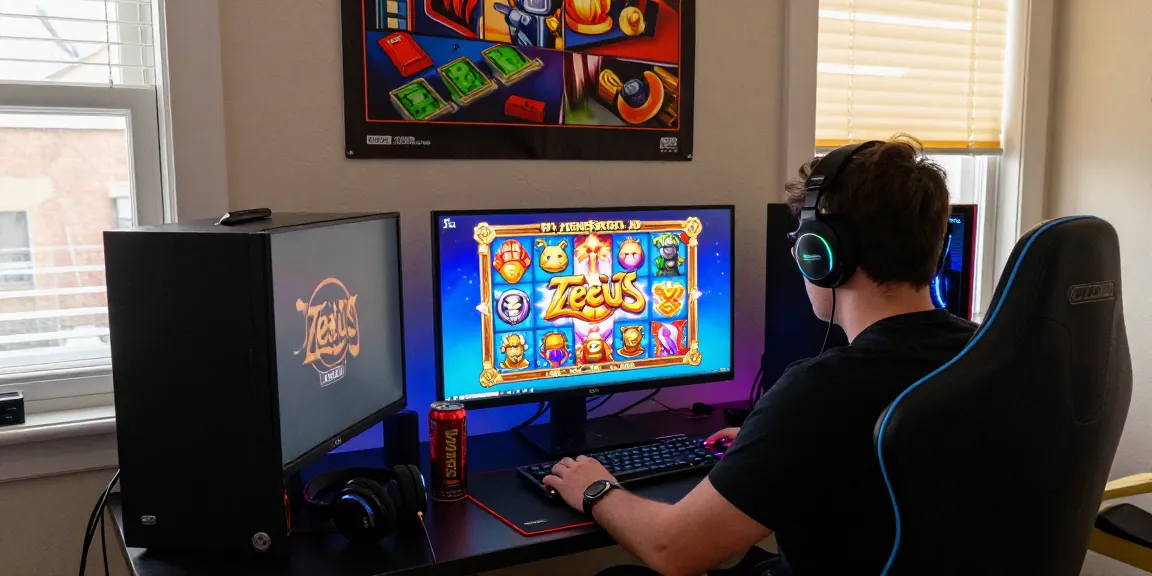 Experience the thrill of zeus slot with an engaging gaming setup revealing vibrant visuals and exciting features.