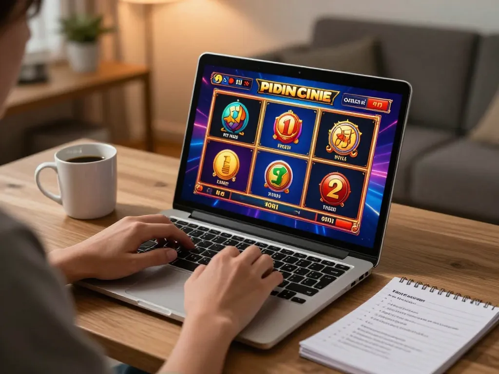 Engaging online gaming with slot games at home, highlighting harga toto strategies for winning.