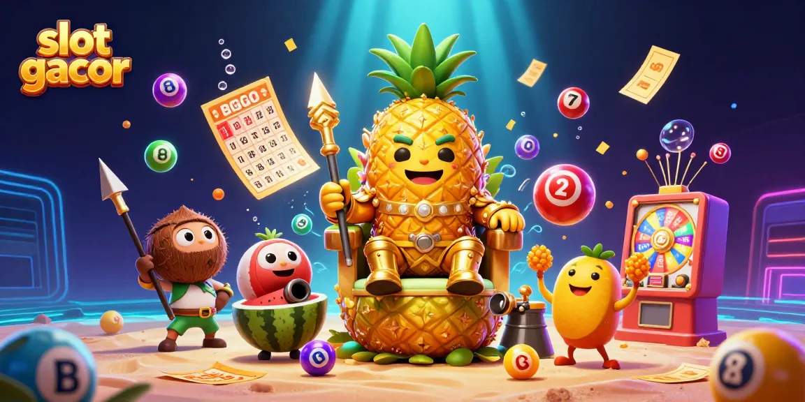 Engage with slot gacor excitement in this vibrant 3D casino scene featuring dynamic characters and colorful elements.