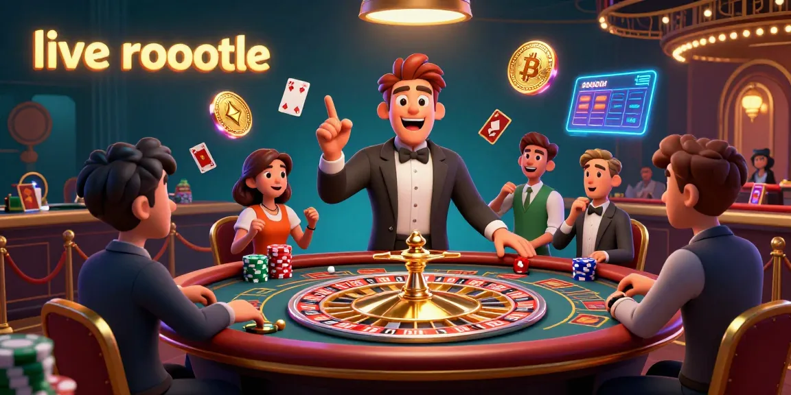 Experience thrilling live roulette action with a skilled gambler surrounded by neon casino elements and spectators.