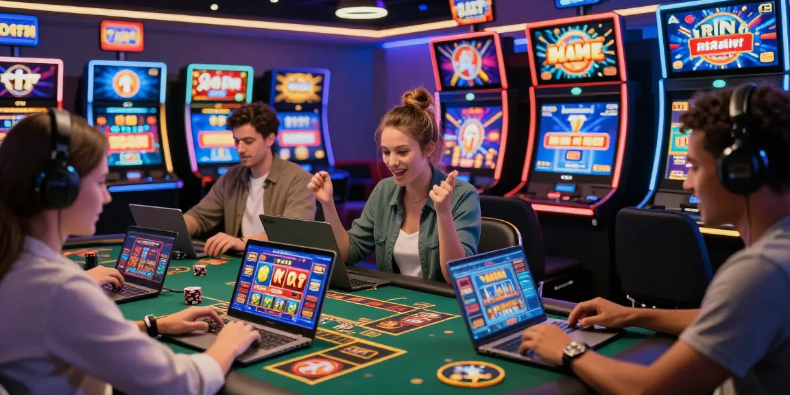 Engaged players exploring non UK casinos within a modern virtual casino environment.