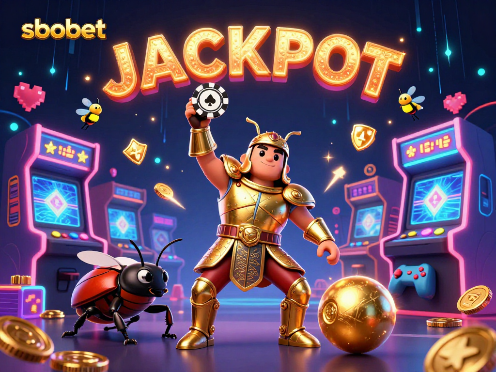 Engage with sbobet's thrilling world of games and jackpots alongside a triumphant beetle champion.