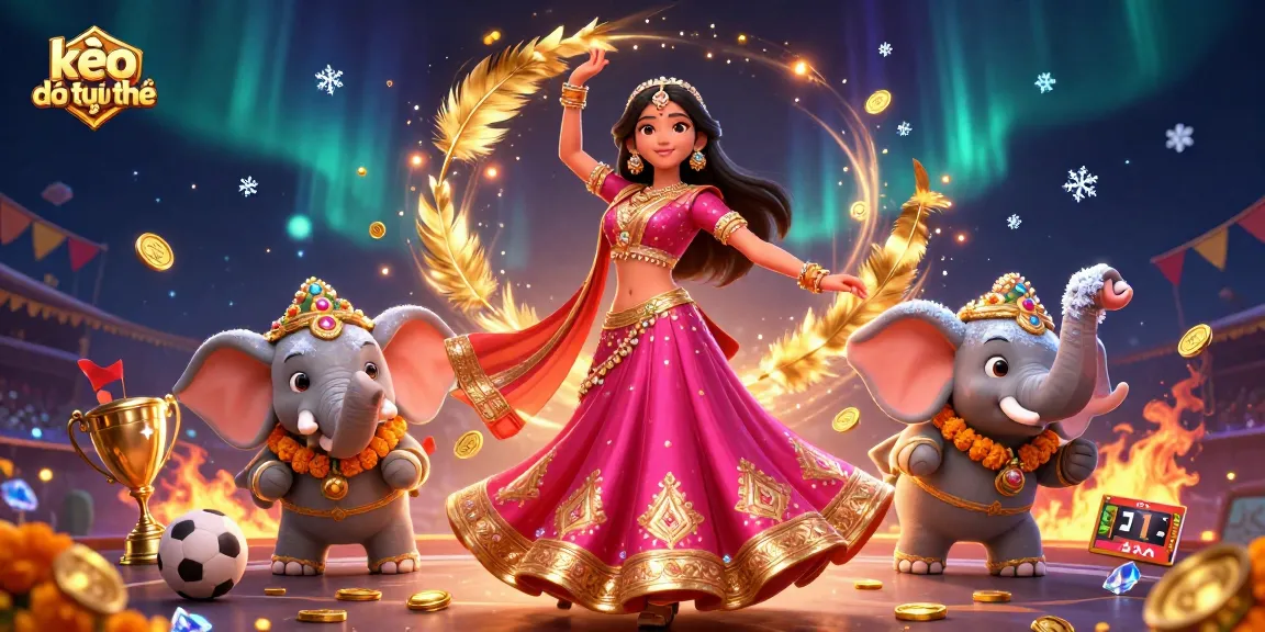 Bet on kèo bóng đá trực tuyến with beautiful Asian woman and elephant in dynamic casino scene.