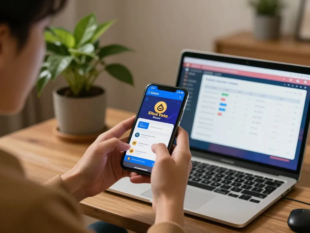Situs Toto Macau app displayed on smartphone while engaging in responsible online gambling