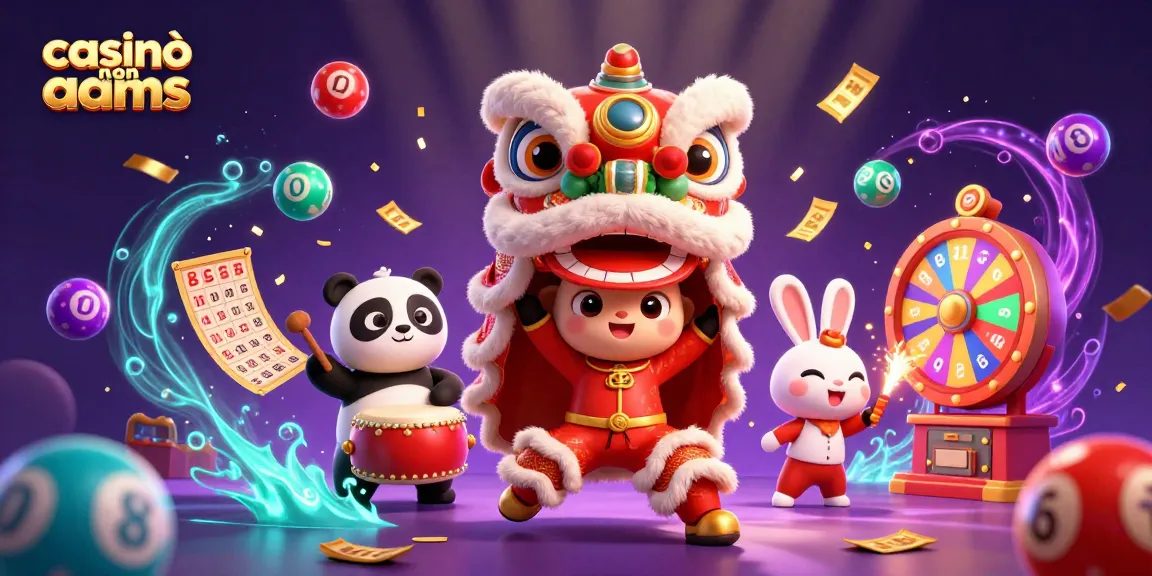 Vivi emozionanti esperienze di gioco nei casinò non aams con palline della lotteria colorate ed elementi festivi in un'illustrazione vivace.
