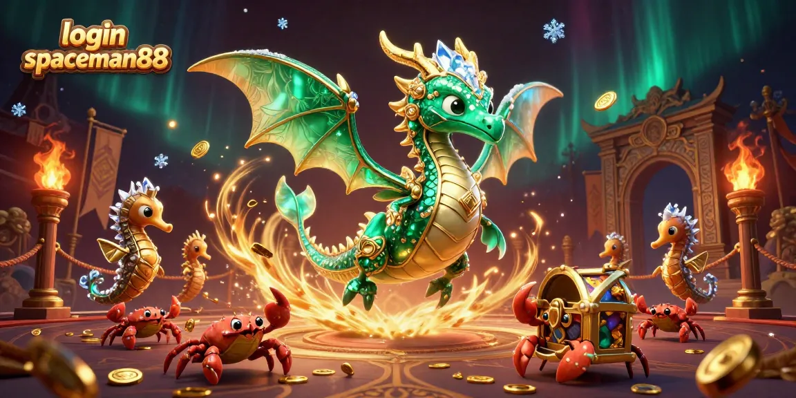Immerse in an 8K ultradetailed scene featuring a royal sea dragon and treasure chest that highlights login spaceman88 gaming adventure.