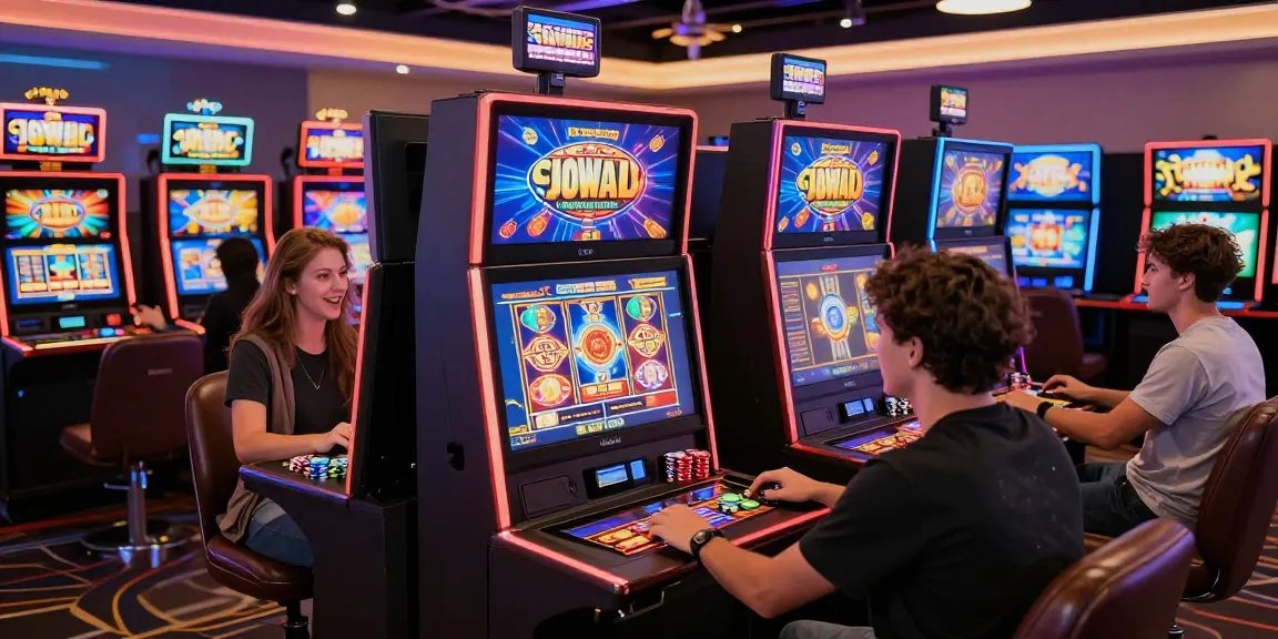 Exciting online slot gaming scene illustrating diverse players enjoying interactive slot machines in a vibrant casino.