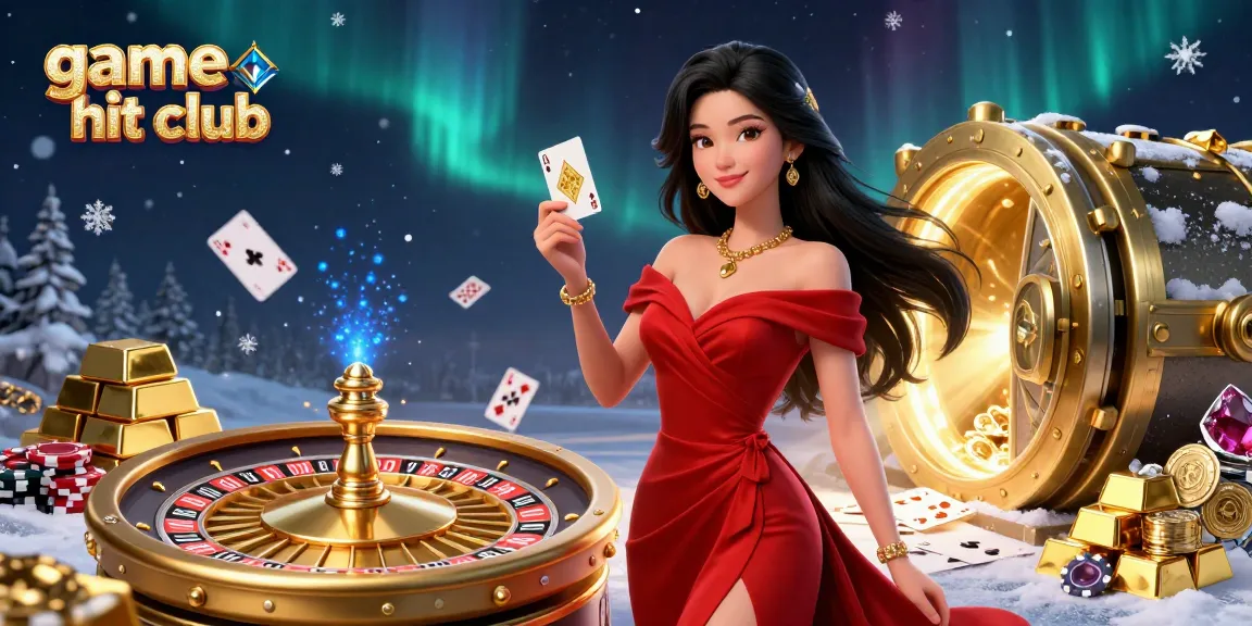 Enter the exciting world of game hit club with a stunning illustration showcasing a beautiful woman at a roulette game.