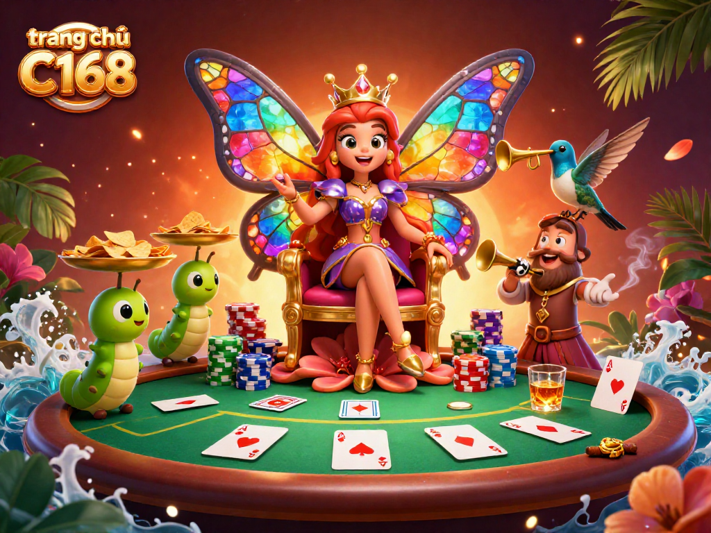 Experience excitement on trang chủ C168 with a vibrant, immersive 3D casino scene featuring dynamic game elements.