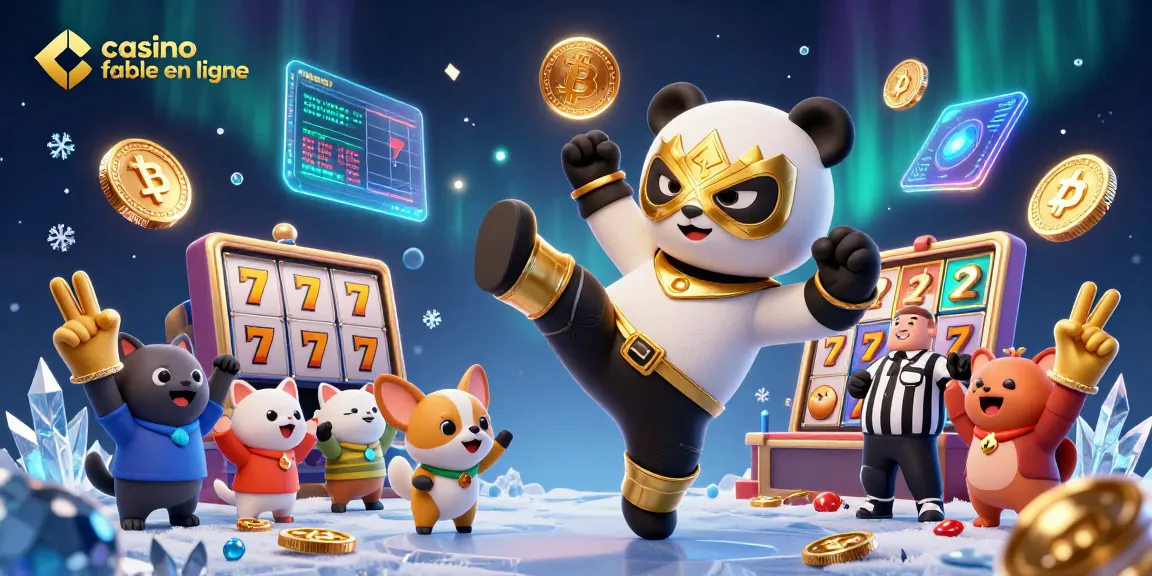 Visuel captivant d'un panda luchador et un chihuahua arbitre, représentant un casino fiable en ligne.
