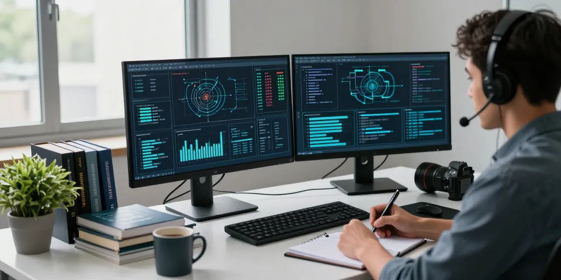Cyber Essentials quote analysis in a professional cybersecurity workspace showing compliance dashboards and security status