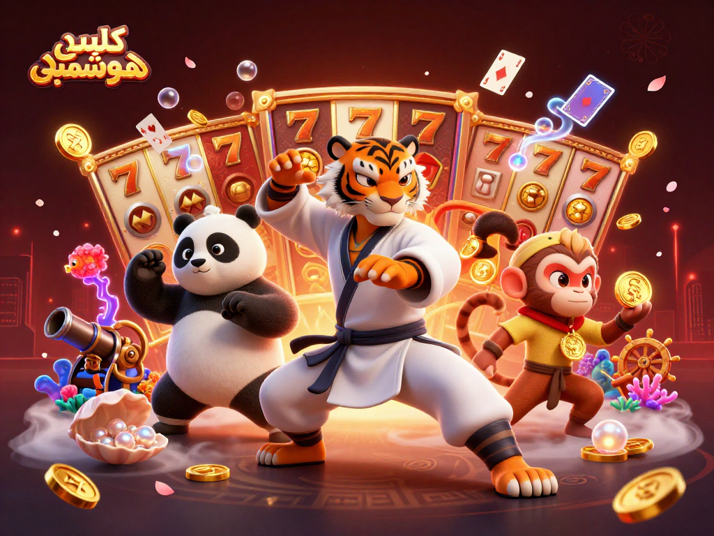 Engaging scene featuring کلید لمسی هوشمند with characters in a casino setting surrounded by slot machines and vibrant elements.