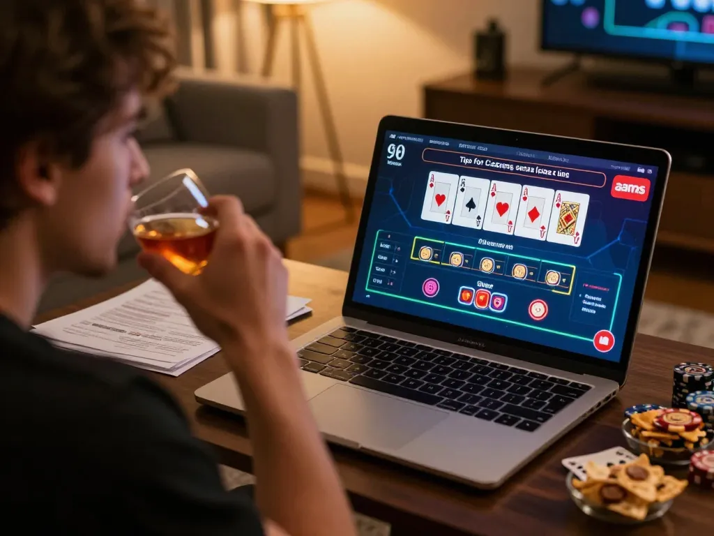 Engaging in live blackjack session for casino senza licenza aams on a laptop in a cozy living room.