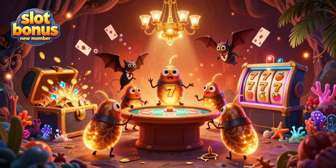 Experience the excitement of a slot bonus new member at our vibrant cave casino lit by glowing glowworms.
