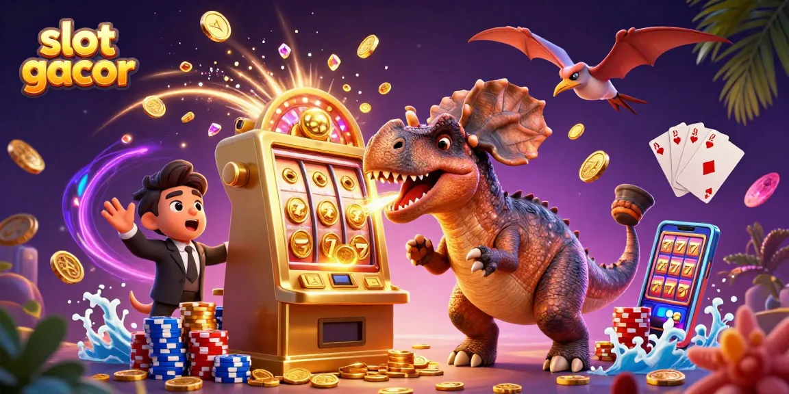 Menangkan slot gacor dengan pteranodon menangkap koin emas berterbangan di kasino.