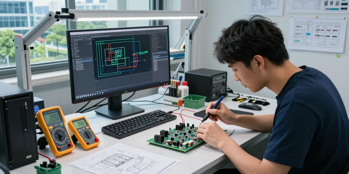 Engineer assembling C19/C20 IEC power connectors in a modern lab