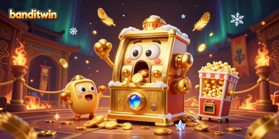 Banditwin menghadirkan slot mesin emas kartun yang mengeluarkan koin ketika jackpot terjadi.