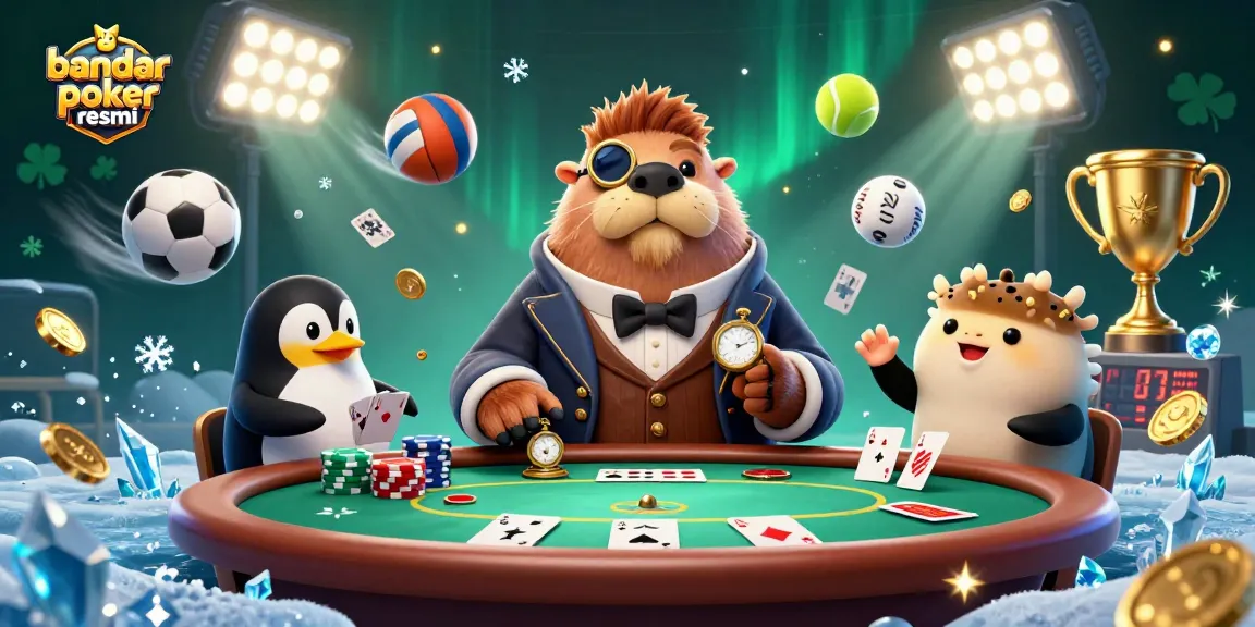 Experience the excitement of bandar poker resmi with a jolly walrus and friends in a dynamic poker scene.