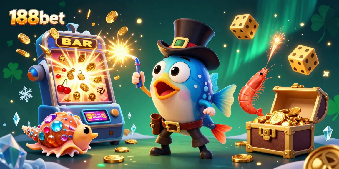 Spin and win with 188bet’s vibrant casino scene featuring a joyful anglerfish and treasure elements.