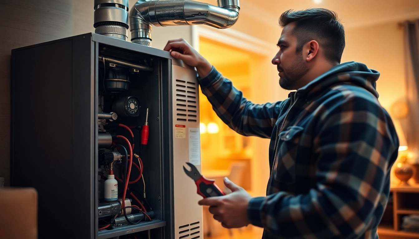 Delivering emergency heating repair solutions with professional HVAC technician at work.