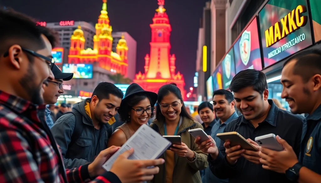 Engaged bettors in vibrant sports betting Mexico atmosphere, highlighting excitement and community.