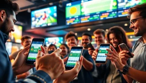 Experience online sportsbooks India through engaging sports betting scenes featuring diverse bettors.