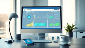 Engaging visual of a dashboard showcasing a facebook smm panel interface with analytics and social media icons.