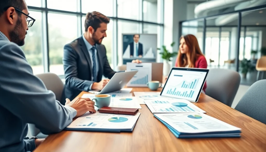 Engaging tax planning and wealth management session with an advisor and clients in a bright office.